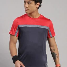 Rock.It Navy Blue Regular Fit Colour Block T-Shirt-picture-35