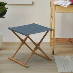 Chumbak Bistro Sailor Solid Blue Sheesham Wood Folding Ottoman-image-88