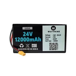 WATTNINE 24 V Lithium 12000 mAh Battery Black-15
