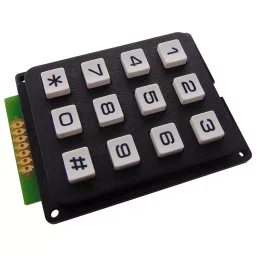 MULTICOMP Keypad, 3X4 Array, 0.02A, 24VDC, Plastic, MCAK304NBWB-34