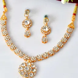 Anouk Gold-Plated Stainless Steel American Diamond Jewellery Set-image-59