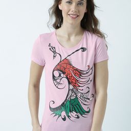 Huetrap Women Pink Printed Round Neck T-shirt-image-24