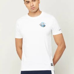 KAPPA White Cotton Regular Fit Printed T-Shirt-image-70