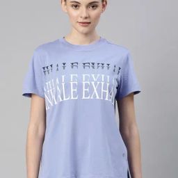 Enamor Purple Cotton Graphic Print Sports T-Shirt-image-43