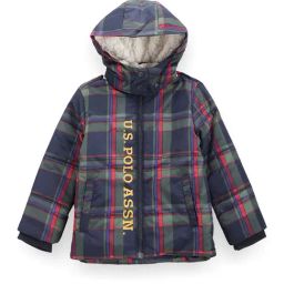 U.S. Polo Assn. Kids Blue Checks Full Sleeves Puffer Jacket-image-48