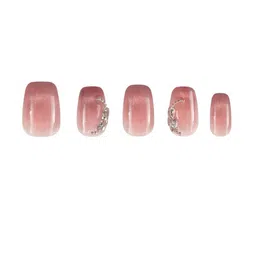 GLOW CUPID Set Of 24 Glossy Finish Reusable Press On Nails - Rosy-Twilight-23