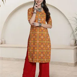HERE&NOW Selection Of 3 Floral Printed Round Neck Straight Kurtas-31