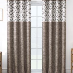 Story@home Topaz Coffee Brown & White 2 Pieces Floral Room Darkening Long Door Curtains-picture-41