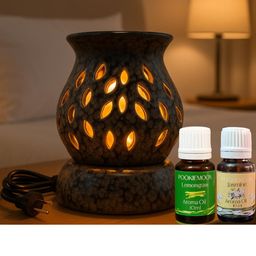 Pookiemoon Ceramic lamp Diffuser with Jasmine and Lemongrass Oils 10ml Each-57