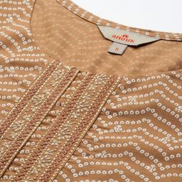 Anouk Bandhani Printed Regular Thread Work Kurta With Trousers & Dupatta image 3