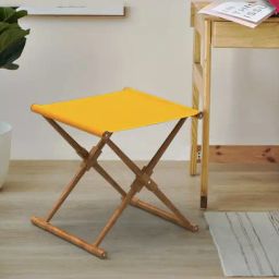 Chumbak Bistro Sahara Solid Mustard Sheesham Wood Folding Ottoman-image-87