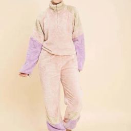 Sweet Dreams Pink Color-Block Winter Track Suit-image-94