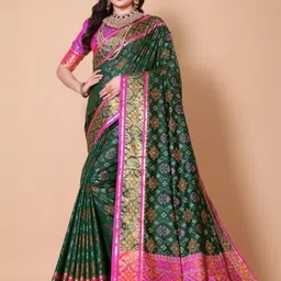 jayant creation Green Silk Blend Patola Sarees-picture-36