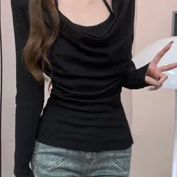 HERE&NOW Women Scoop Neck Extended Sleeves Top-image-98