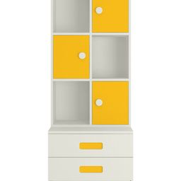 Adona Camila Bookshelf Cum Hutch Storage Cabinet with 2 Drawers - Yellow White-image-36