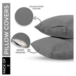 Mattress Protector Water Proof Washable Pillow Protection Covers Breathable Fabric With zipper Protect from Hair Oil and other spills 100% Cotton (28 x 18 inches) Pack Of 2 - (Grey)-17