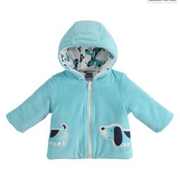 iDO Italy Cotton Full Sleeves Hooded Reversible Jacket Puppy Patch - Light Blue-image-48