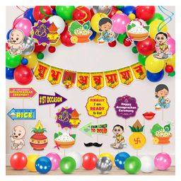 Zyozi Annaprasanam Swirls Hanging with Happy Rice Ceremony Banner and Balloon - Pack of 50-image-74