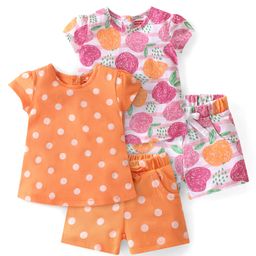 Babyhug CottonSingle Jersey Knit Half Sleeves Night Suit With Polka DotPrint Pack of 2 - Multicolour-image-67
