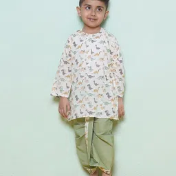 AJ Dezines Cotton Full Sleeves   Animal Printed  Dhoti Kurta Set -Pista-picture-5