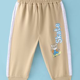 Tango Looper Knit Full Length Lounge Pant with Teddy Bear & Text Print - Sand-image-41