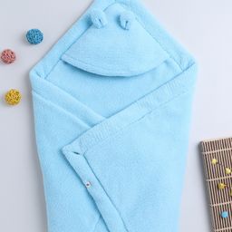 Yellow Apple Hooded Blanket cum Wrapper - Blue-picture-26