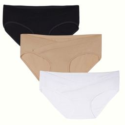 TUMMY Pack of 3 Bamboo Cotton Solid Low Waist Maternity Panty - Multi Colour-image-33