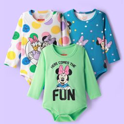 Babyhug Disney Interlock Knit Full Sleeves Onesies With Winnie The Pooh Graphics Pack of 3 - Green Blue & White-picture-47