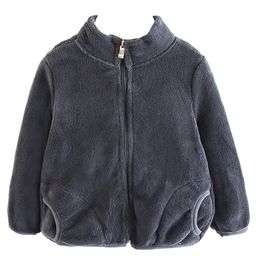 Babymoon Fleece Full Sleeves Solid Jacket - Grey-2
