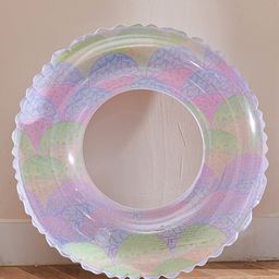 SYGA Pastel Geometric Inflatable Swim RingDurable and Safe PVC Pool Float with Colorful Pattern Suitable for Kids 5-9 Years-1