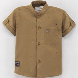 Dapper Dudes Half Sleeves Abstract Printed Shirt - Brown-image-35