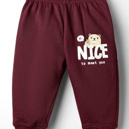 Tango Knit Full Length Fleece & Woolen Lounge Pant With Text Print - Maroon-picture-39