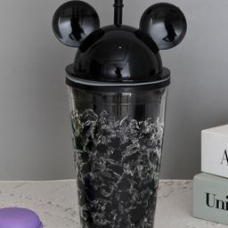 The Procure Store Mouse Design Double Layer Transparent Sipper With Straw Black - 500 ml image 2