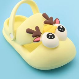 Oh! Pair Slip On Clogs with Deer Applique & Back Strap - Yellow image 3