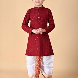 NFC CREATION Boys Embroidered Viscose Rayon Kurta & Dhoti Pants-image-56
