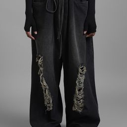 SuperHUEMN Dark Wash Tinted Effect Classic Distressed Jeans-image-13
