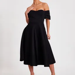 QUIZ Women Off-Shoulder Fit & Flare Midi Dress-image-98