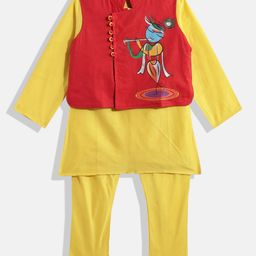 Twisha Boys Kurta & Pyjamas With Waistcoat-35