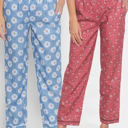 FashionRack Pack of 2 Brown & Blue Printed Lounge Pants-image-32