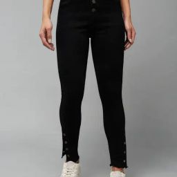 DOLCE CRUDO Black Denim Skinny Fit High Rise Jeans-image-47