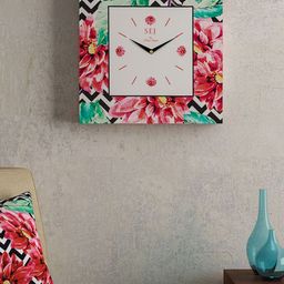 SEJ by Nisha Gupta Off-White Square Printed 36 cm Analogue Wall Clock-37
