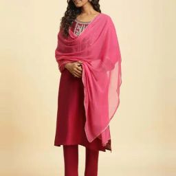 W Pink Plain Dupatta-17