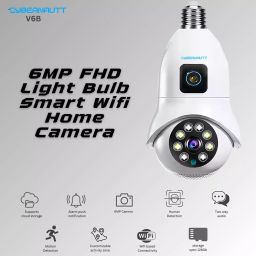 Cybernautt Smart WiFi Bulb Camera 6 MP Dual Lens with Night Vision & Two-Way Audio, V6B image 4
