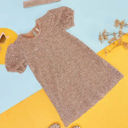 Pantaloons Junior Rose Gold Embellished Dress-image-69