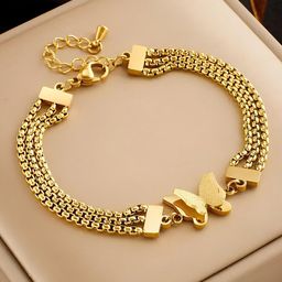 KARISHMA KREATIONS 18K Gold-Plated 8K Stainless Steel Anti Tarnish Link Bracelet-image-34