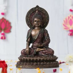 eCraftIndia Bronze Resin Handcrafted Meditating Lord Buddha Idol-7