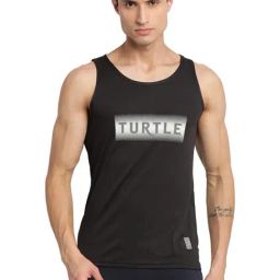 Turtle Black Regular Fit Printed Gym Vest-image-12