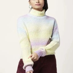 People by Pantaloons Multicolored Self Pattern Sweater-image-51