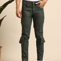 Mast & Harbour Men Tapered Fit Stretchable Cargo-Style Jeans-image-69