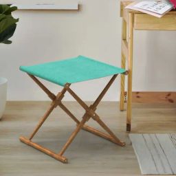 Chumbak Bistro Maldivian Solid Blue Sheesham Wood Folding Ottoman-image-94